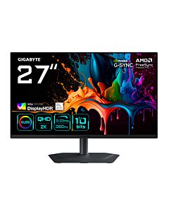 GIGABYTE MO27Q3 27” OLED QHD Gaming Monitor - 2560 x 1440, 360Hz, 0.03ms, 250 cd/m², G-Sync Compatible, FreeSync Premium Pro, Display HDR True Black 400, HDMI 2.1, Displayport 1.4 MO27Q3-EK