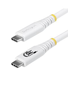 StarTech.com 2m (6ft) USB4 Cable, 20Gbps, USB-IF  USB-C Cable, 240W PD EPR, 4K 120Hz DP 1.4, TPE Jacket, White USB-C Cord CC2M20GUSB4TPW