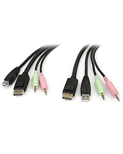 StarTech.com 6ft 4-in-1 USB DisplayPort KVM Switch Cable w/ Audio & Microphone DP4N1USB6