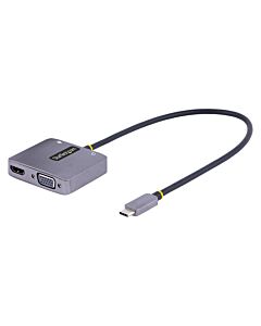StarTech.com USB C Video Adapter, USB C to HDMI VGA Multiport Adapter, 3.5mm Audio, 4K 60Hz HDR, 100W PD Pass-Through, Thunderbolt 3/4 Compatible - USB C Display Travel Adapter 122-USBC-HDMI-4K-VGA