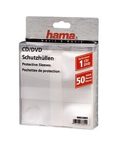 Hama CD/DVD Protective Sleeves, Pack of 50 50 discs Transparent 33809