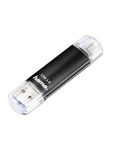 Hama Laeta Twin USB Flash Drive, USB 3.0, 128 GB, 40 MB/s, black 124001