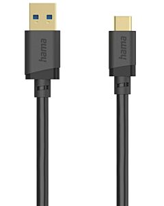 Hama USB Cable, USB-A Plug – USB-C Plug, USB 3.2 Gen 1, 5 Gbit/s, 0.75 m 202005