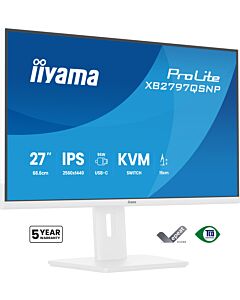 iiyama ProLite XB2797QSNP-W1 computer monitor 68.6 cm (27") 2560 x 1440 pixels Quad HD LCD White XB2797QSNP-W1