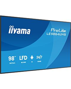 iiyama LE9864UHS-B1AG Signage Display Digital signage flat panel 2.49 m (98") Wi-Fi 500 cd/m² 4K Ultra HD Black Built-in processor Android 24/7 LE9864UHS-B1AG
