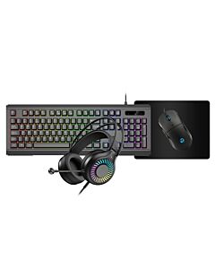 VIDA GAMER BLK 4IN1 USB KB MS HS KIT keyboard Mouse included Gaming QWERTY UK English Black GAMER4IN1-BLK