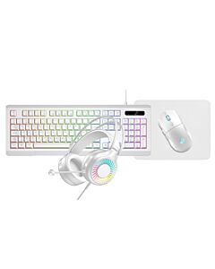 VIDA GAMER WHT 4IN1 USB KB MS HS KIT keyboard Mouse included Gaming QWERTY UK English White GAMER4IN1-WHT