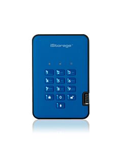 iStorage diskAshur² HDD 1TB Blue | Secure Portable Hard Drive |AES-XTS 256-bit Hardware Encryption | PIN protected | OS & Platform Independent | TAA Compliant|Brute force  defence | Dust/Water Resistant IS-DA2-256-1000-BE