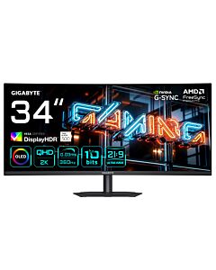 GIGABYTE MO34WQC36 34” WQHD Curved Gaming Monitor - 3440 x 1440, 360Hz, 0.03ms, KVM, 300 cd/m², FreeSync Premium Pro, DisplayHDR True Black 500, HDMI 2.1, Displayport 2.1 MO34WQC36