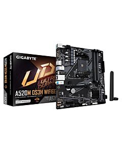 GIGABYTE A520M DS3H WIFI6E Motherboard - Supports AMD Ryzen 5000 Series AM4 CPUs, up to 4733MHz DDR4 (OC), 1xPCIe 3.0 M.2, WIFI 6E, GbE LAN, USB 3.2 Gen 1 A520M DS3H WIFI6E