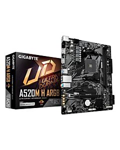 GIGABYTE A520M H ARGB Motherboard - Supports AMD Ryzen 5000 Series CPUs, up to 5100MHz DDR4 (OC), PCIe 3.0 x4 M.2, 1 GbE LAN, USB 3.2 Gen 1 A520M H ARGB