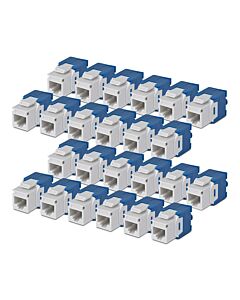 StarTech.com Cat6 Keystone Jack, 24-Pack RJ45 Ethernet Keystone Jacks, UTP Cat6 Wall Jack, 180-Degree Toolless, White C6KEYTL180WH24PK