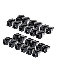 StarTech.com Cat6 Keystone Jack, 24-Pack RJ45 Ethernet Keystone Jacks, UTP Cat6 Wall Jack, 90-Degree 110 Punch Down, Black C6KEY110BK24PK