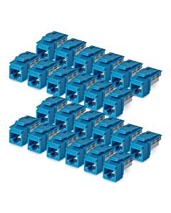 StarTech.com Cat6 Keystone Jack, 24-Pack RJ45 Ethernet Keystone Jacks, UTP Cat6 Wall Jack, 90-Degree 110 Punch Down, Blue C6KEY110BL24PK