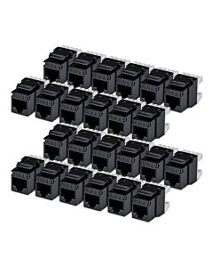 StarTech.com Cat6 Keystone Jack, 24-Pack RJ45 Ethernet Keystone Jacks, UTP Cat6 Wall Jack, 180-Degree 110 Punch Down, Black C6KEY110180BK24PK