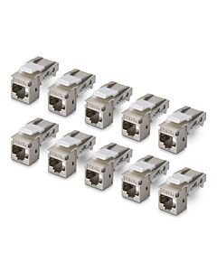 StarTech.com Shielded Cat6a Keystone Jack, 10-Pack RJ45 Ethernet Keystone Jacks, STP Cat6a Wall Jack, 90-Degree Toolless C6AKEYTLSTP9010PK