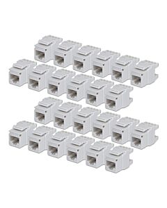 StarTech.com Cat6 Keystone Jack, 24-Pack RJ45 Ethernet Keystone Jacks, UTP Cat6 Wall Jack, 180-Degree 110 Punch Down, White C6KEY110180WH24PK