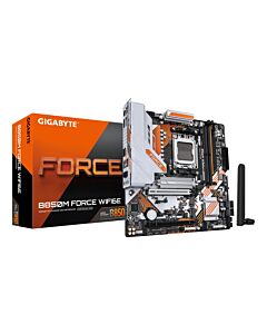 GIGABYTE B850M FORCE WIFI6E Motherboard - AMD Ryzen 9000 Series CPUs, 8+2+2 Phases Digital VRM, up to 9600MHz DDR5 (OC), 1xPCIe 5.0 + 2xPCIe 4.0 M.2, Wi-Fi 6E, 2.5 GbE LAN, USB 3.2 Gen 2 B850M FORCE WIFI6E