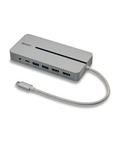 Lindy DST-Mx Duo USB-C Laptop/MacBook Mini Docking Station with Dual Display (4K) and 100W Pass-Through Charging 43360