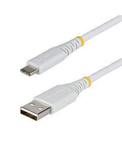StarTech.com 15cm (6in) USB-A to USB-C Fast Charging Cable, 15W 3A, Dual-Layer Braided Nylon/TPE Jacket, Durable USB-A to Type C Charger Cord, White USB A to USB C Cable USB2AC15CMBRWH