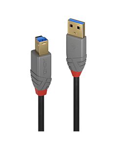 Lindy 2m USB 3.2 Type A to B Cable, 5Gbps, Anthra Line