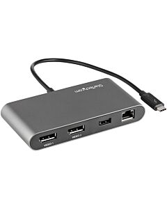 StarTech.com Thunderbolt 3 Mini Dock - Portable Dual Monitor Docking Station with DP 4K 60Hz, 1x USB-A Hub (USB 3.0/5 Gbps), GbE - 11in/28cm Cable - TB3 Multiport Adapter - Mac/Windows