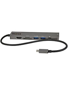 StarTech.com USB C Multiport Adapter - USB-C to 4K 60Hz HDMI 2.0, 100W Power Delivery Pass-through, SD/MicroSD, 2-Port USB 3.0 Hub, GbE - USB Type-C Mini Dock - 12" Long Attached Cable