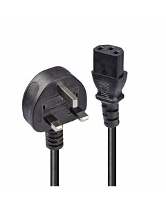 Lindy 10m UK 3 Pin Plug to IEC C13 Mains Power Cable, Black
