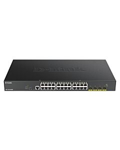 D-Link DGS-1250-28XMP 28 Port Gigabit Smart Managed Switch with 10G Uplinks & Power over Ethernet (PoE) Black
