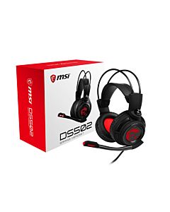 MSI DS502 7.1 Virtual Surround Sound Gaming Headset 'Black with Ambient Dragon Logo, Wired USB connector, 40mm Drivers, inline Smart Audio Controller, Ergonomic Design'