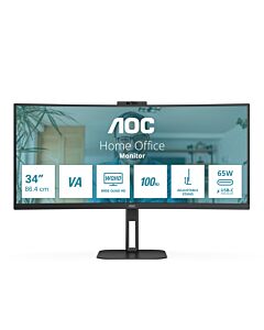 AOC V5 CU34V5CW computer monitor 86.4 cm (34") 3440 x 1440 pixels Wide Quad HD LED Black CU34V5CW/BK