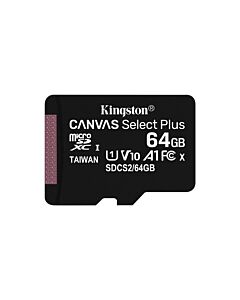 Kingston Technology 64GB micSDXC Canvas Select Plus 100R A1 C10 Single Pack w/o ADP