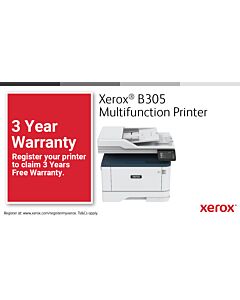 Xerox B305 A4 38ppm Wireless Duplex /Print/Scan PS3 PCL5e/6 2 Trays 350 Sheets UK B305V_DNIUK