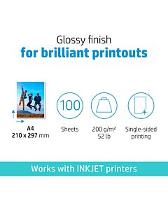 HP Everyday Photo Paper, Glossy, 200 g/m2, A4 (210 x 297 mm), 100 sheets