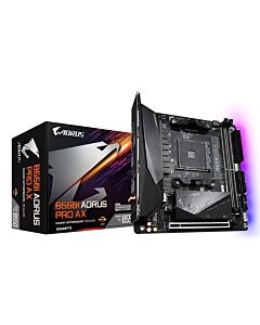 GIGABYTE B550I AORUS PRO AX Motherboard - AMD Ryzen 5000 CPUs, 8 Phases VRM, up to 5300MHz DDR4, 1xPCIe 4.0 + 1xPCIe 3.0 M.2, Wi-Fi 6E, 2.5GbE LAN, USB 3.2 Gen 2 B550 I AORUS PRO AX