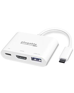 Plugable Technologies USB C to HDMI Multiport Adapter, Driverless 3-in-1 USB C Hub with 4K HDMI Output, USB 3.0 and USB-C Charging Port, Compatible with MacBook, Chromebook, Dell XPS, Thunderbolt 3 and More