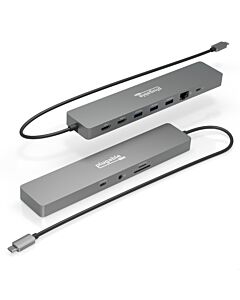Plugable Technologies 11-in-1 USB-C Hub, 100W USB-C Pass-through, Laptop Docking Station Dual Monitor, 4K 60Hz HDMI, Compatible with Thunderbolt, Windows, Chromebooks, Displays Mirrored on Mac
