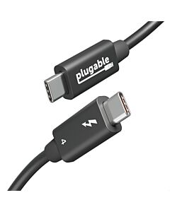 Plugable Technologies Thunderbolt 4 Cable with 240W Charging, Thunderbolt Certified, 3.3 Feet (1M),1x 8K Display, 40 Gbps, Compatible with USB4, Thunderbolt 3, USB-C - Driverless