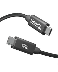 Plugable Technologies USB4 Cable with 240W Charging, 3.3 Feet (1M), USB-IF Certified, 1x 8K Display, 40 Gbps, Compatible with USB 4, Thunderbolt 4, Thunderbolt 3, USB-C, Driverless