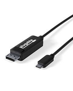 Plugable Technologies USB C to DisplayPort Cable 6 feet (1.8m), Up to 4K at 60Hz, USB C DisplayPort Cable - Compatible with Thunderbolt and USB-C - Driverless