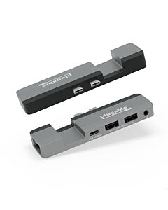 Plugable Technologies 5-in-1 USB C Hub Multiport Adapter for MacBook Pro 14/16 Inch, Macbook Air M2 - USB-C 40Gbps Port Compatible with Thunderbolt/USB4 and 100W PD, Supports MagSafe (Ethernet, 2x USB), Driverless