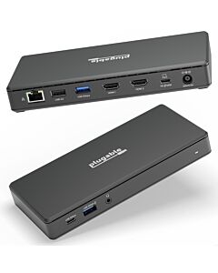 Plugable Technologies USB C Docking Station Dual Monitor 2 HDMI Ports, Power Delivery Dock, Dual 4K Monitor for Windows, ChromeOS, 1x USB-C, 3x USB, Ethernet, and Audio - Driverless (UD-MSTH2)