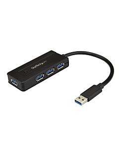 StarTech.com 4 Port USB 3.0 Hub (SuperSpeed 5Gbps) with Fast Charge – Portable USB 3.1 Gen 1 Type-A Laptop/Desktop Hub - USB Bus Power or Self Powered for High Performance – Mini/Compact~4 Port USB 3.0 Hub (SuperSpeed 5Gbps) with Fast Charge – Portable US