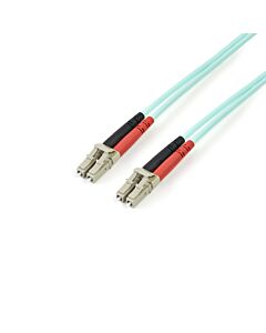 StarTech.com 3m (10ft) LC/UPC to LC/UPC OM3 Multimode Fiber Optic Cable, Full Duplex 50/125µm Zipcord Fiber Cable, 100G, Low Insertion Loss, LSZH Fiber Jumper Cord