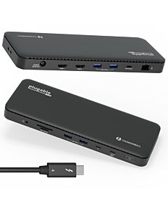 Plugable Technologies Thunderbolt 4 Dock with 100W Charging, Thunderbolt Certified, Laptop Docking Station Dual Monitor Single 8K or Dual 4K HDMI for Windows and Mac, 4X USB, Gigabit Ethernet (TBT4-UD5)
