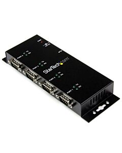 StarTech.com 4 Port USB to DB9 RS232 Serial Adapter Hub – Industrial DIN Rail and Wall Mountable