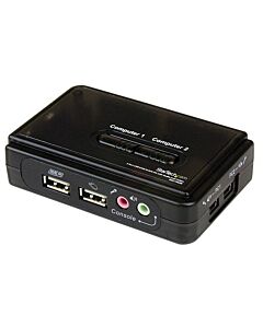 StarTech.com 2 Port Black USB KVM Switch Kit with Audio and Cables SV211KUSB