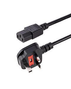 StarTech.com 10ft (3m) UK Computer Power Cable, 18AWG, BS 1363 to C13, 10A 250V, Black Replacement AC Power Cord, Kettle Lead / UK Power Cord, PC Power Supply Cable, TV/Monitor Power Cable