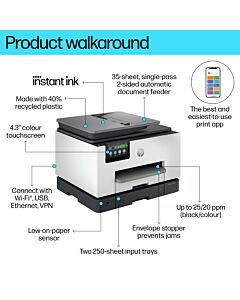 HP OfficeJet Pro 9132e Wireless All-in-One Color Printer, Instant Ink; Two-sided printing