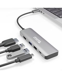 Plugable Technologies USB C Hub Multiport Adapter, 4 in 1, 100W Pass Through Charging, USB C to HDMI 4K 60Hz, Multi USB Port Hub for Windows, Mac, Ipad Pro, Chromebook, Thunderbolt (USBC-4IN1)